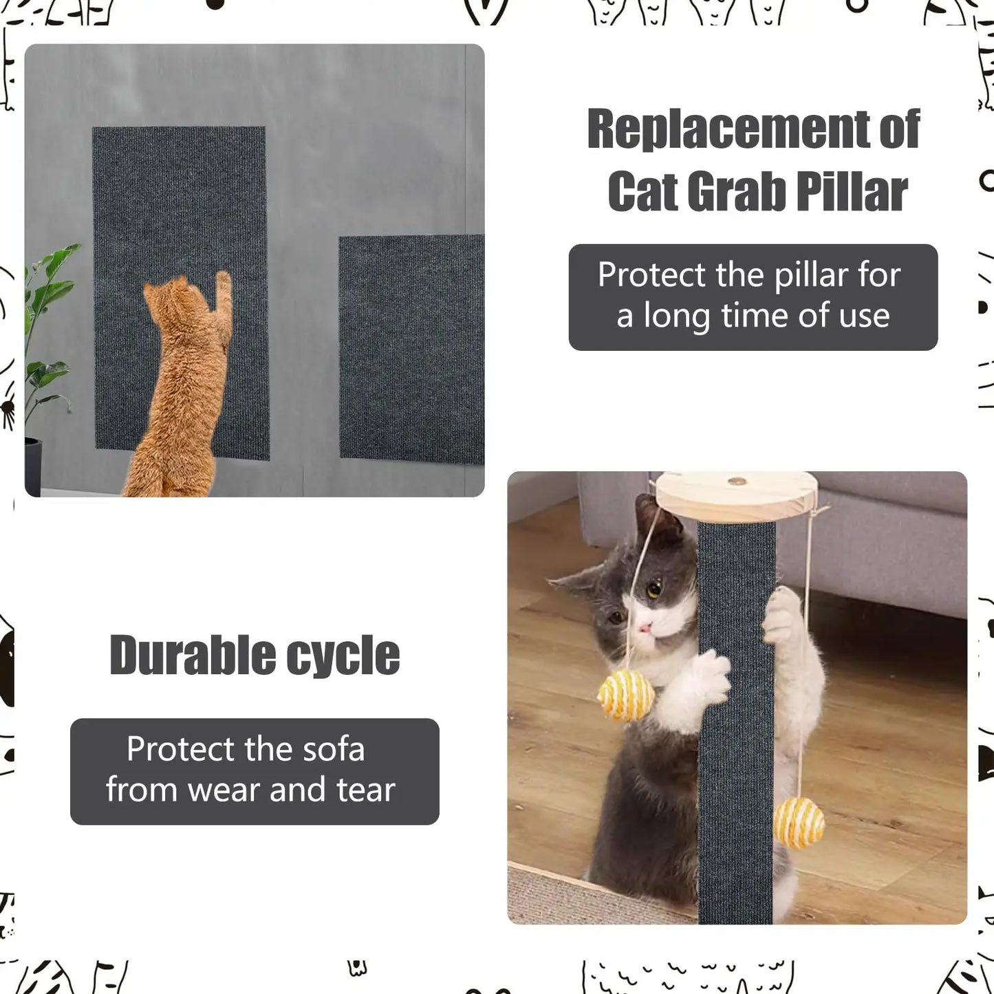 Cat Scratching Mat Cat Carpet with Self-Adhesive