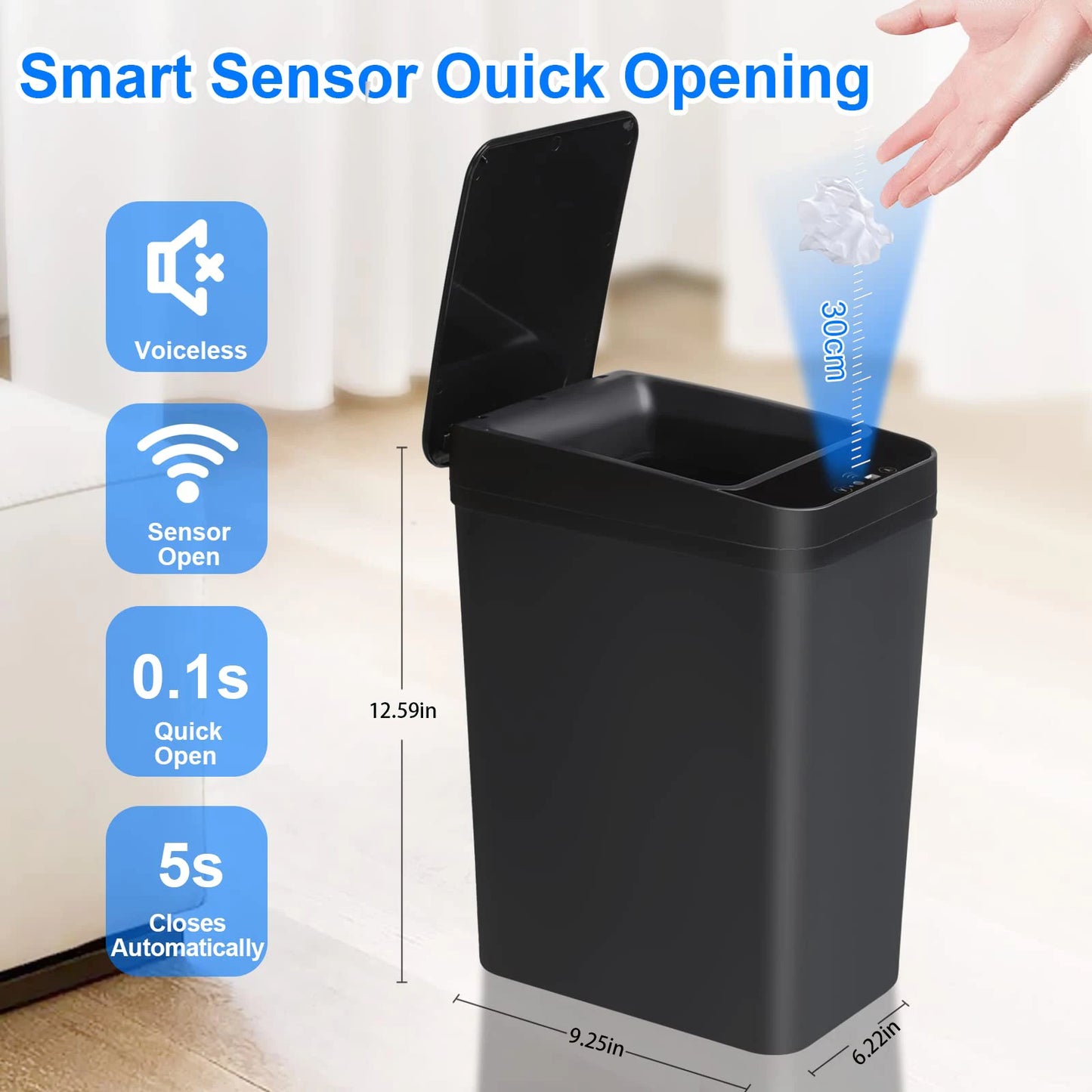 Bathroom Touchless Trash Motion Sensor-Activated