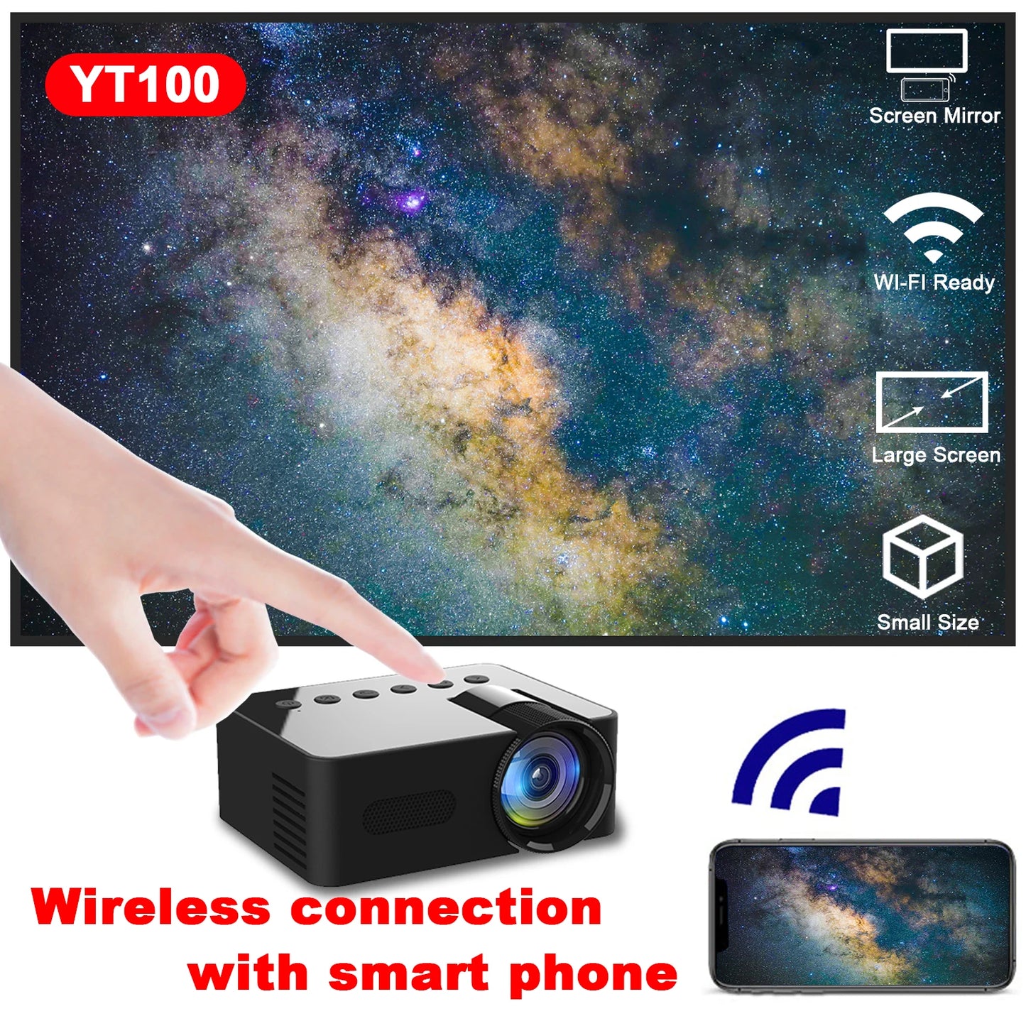 YT100 Mini Android Wifi Smart Portable Projector