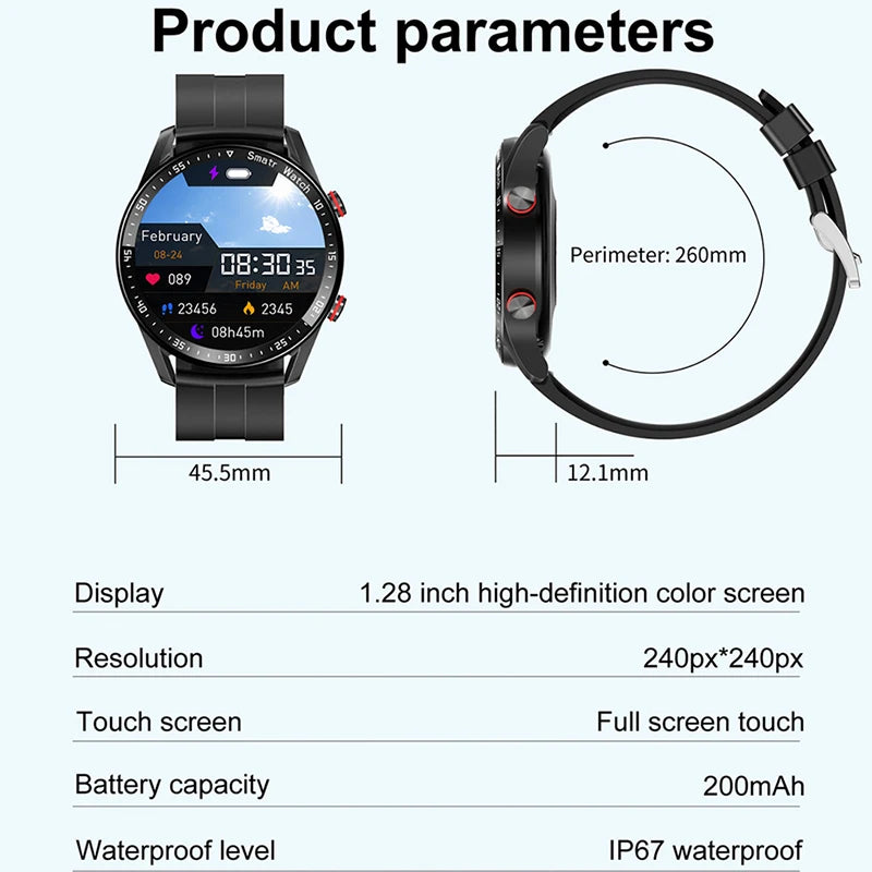 ECG+PPG Bluetooth Call Smart Watch Men Laser Health