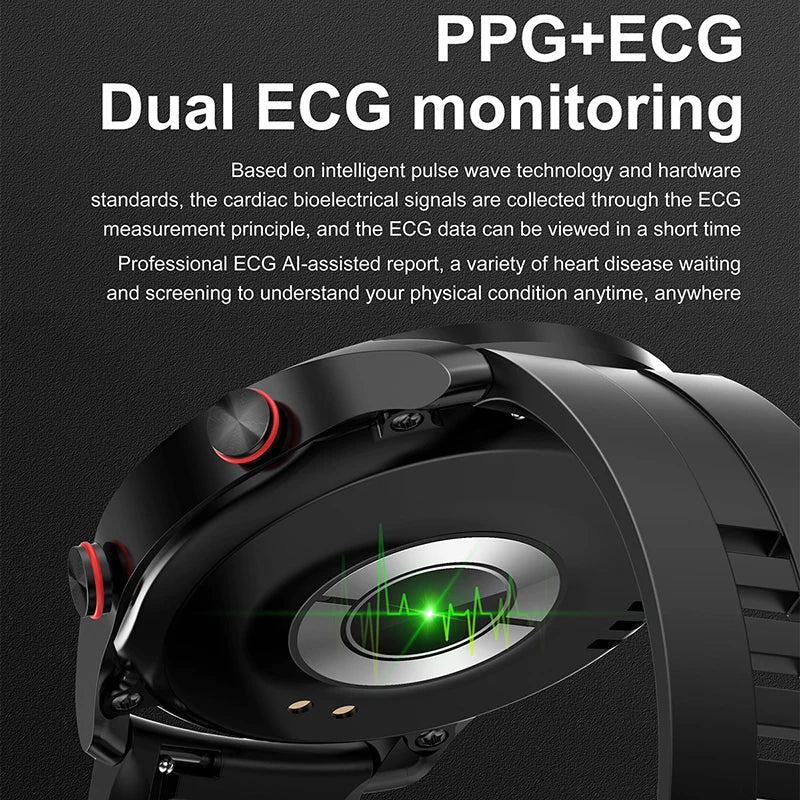ECG+PPG Bluetooth Call Smart Watch Men Laser Health